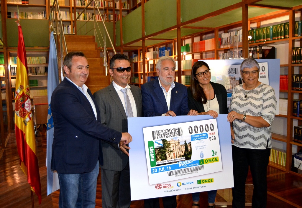A ONCE dedica ao Parlamento de Galicia o cupón que se sorteará o 23 de xullo